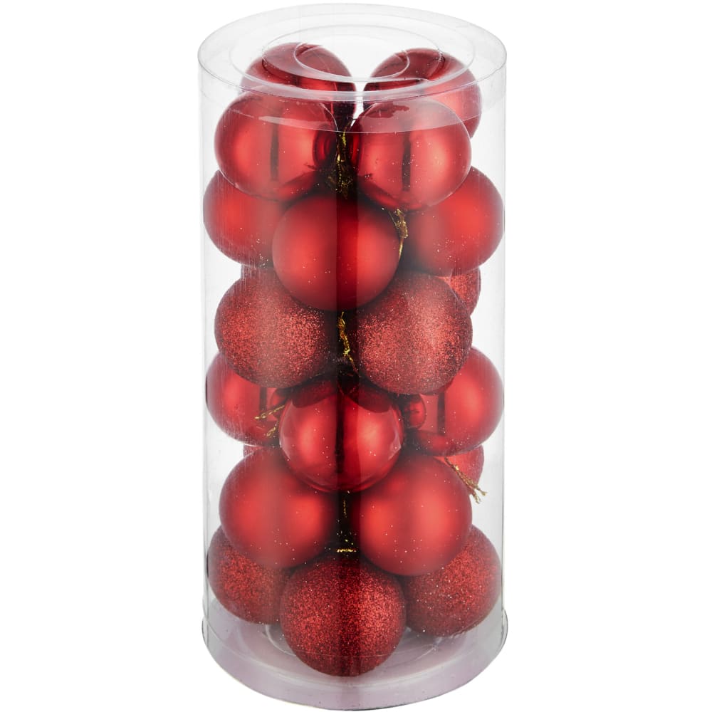Conjunto de 24 bolas de navidad rojas, rojo