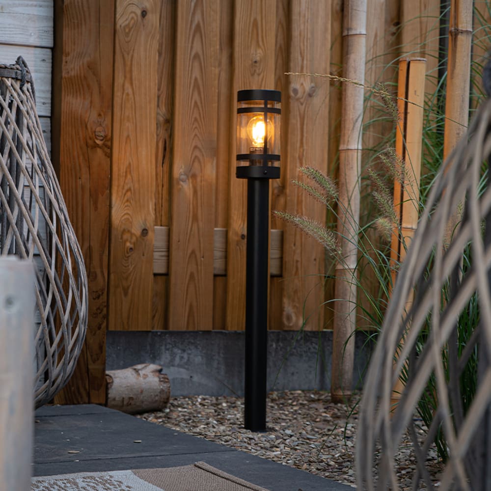 Lampadaire extérieur en acier inoxydable noir - Maisons du Monde