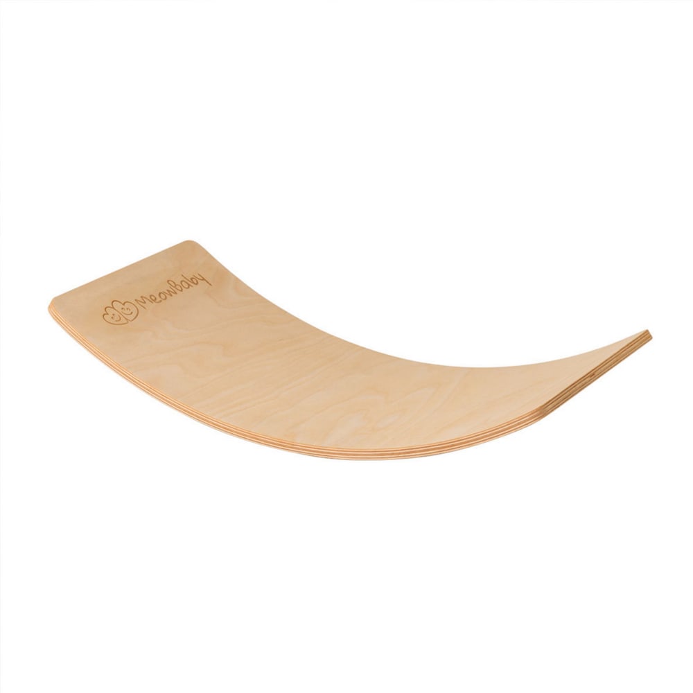 MeowBaby Balancierbrett Montessori Balance Board Junior 60x30cm, Naturholz Beige