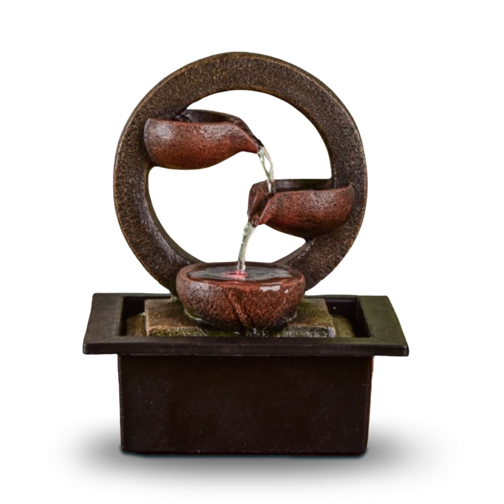 Fontaine d'intérieur style épuré minimaliste résine marron - H25