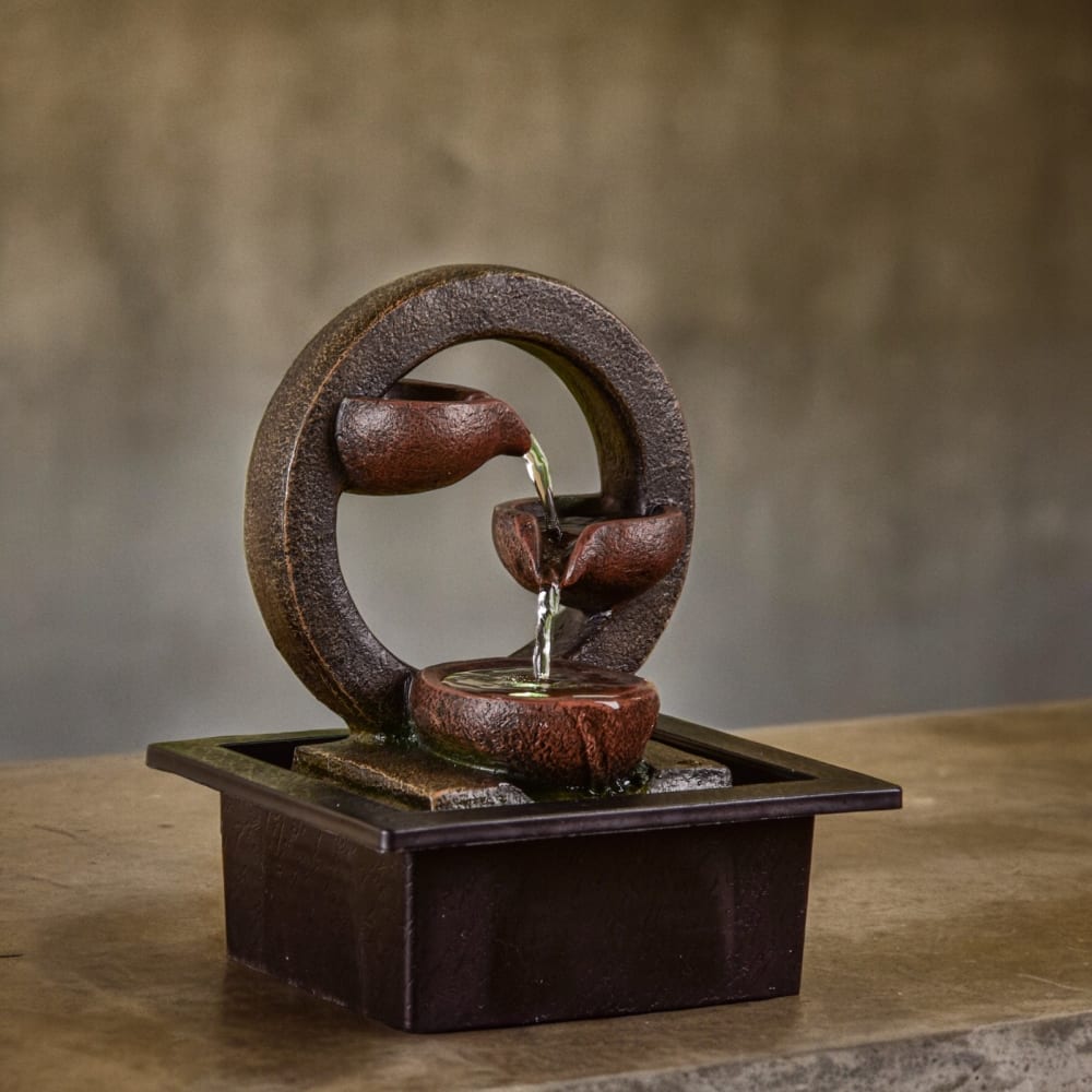 Fuente zen de interior en resina marrón - h25