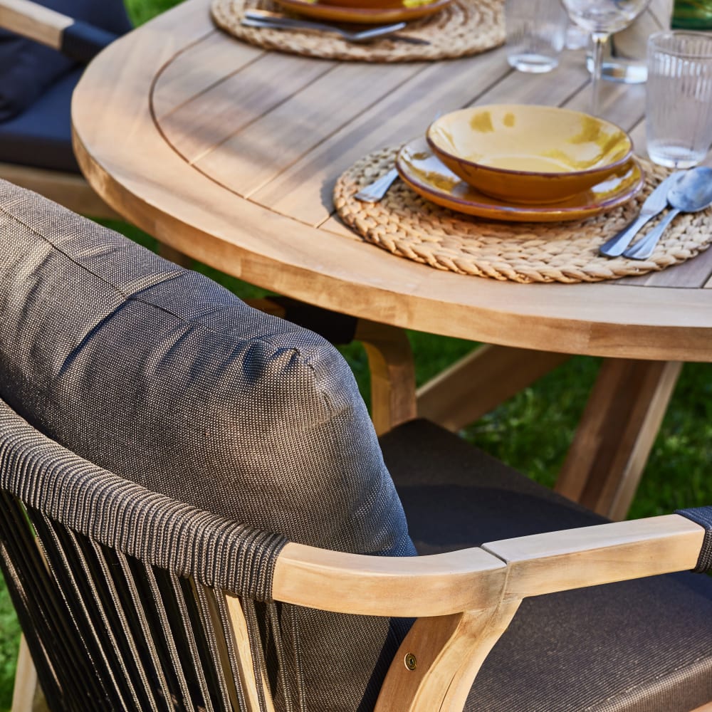 Pack de 4 sillas jardín de madera de acacia y cuerda negra - Maisons du Monde