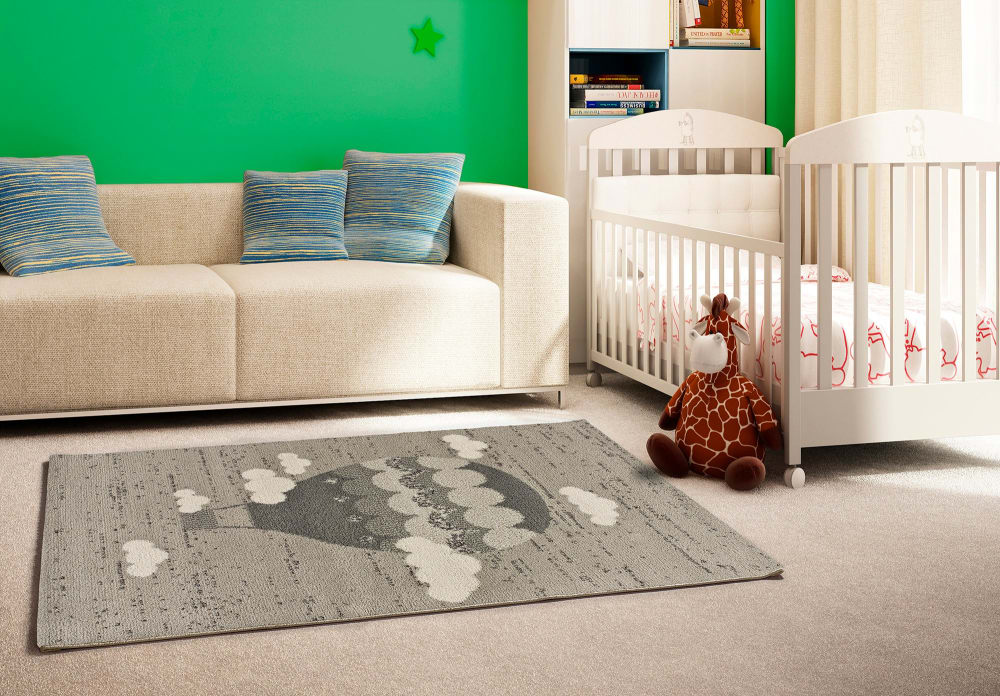 Atticgo Kinderteppich aus recycelten Fasern, grau, 115x170 cm style modern Öko-Tex Zertifikat Pp - Polypropylen Kinder