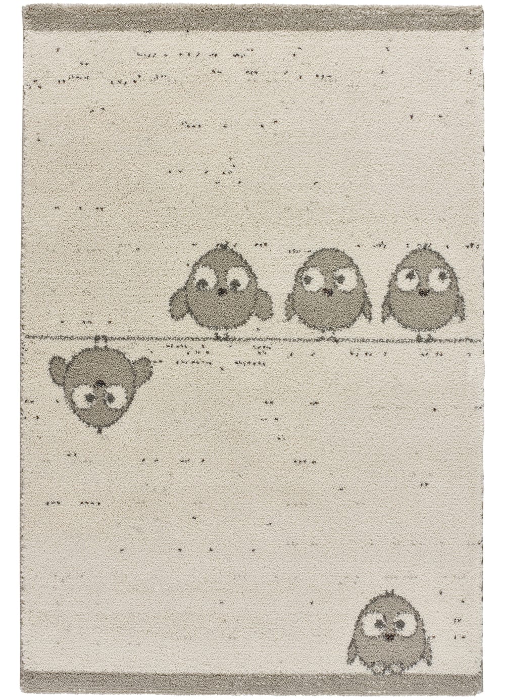 Tapis enfant oiseaux blanc, 115x170 cm