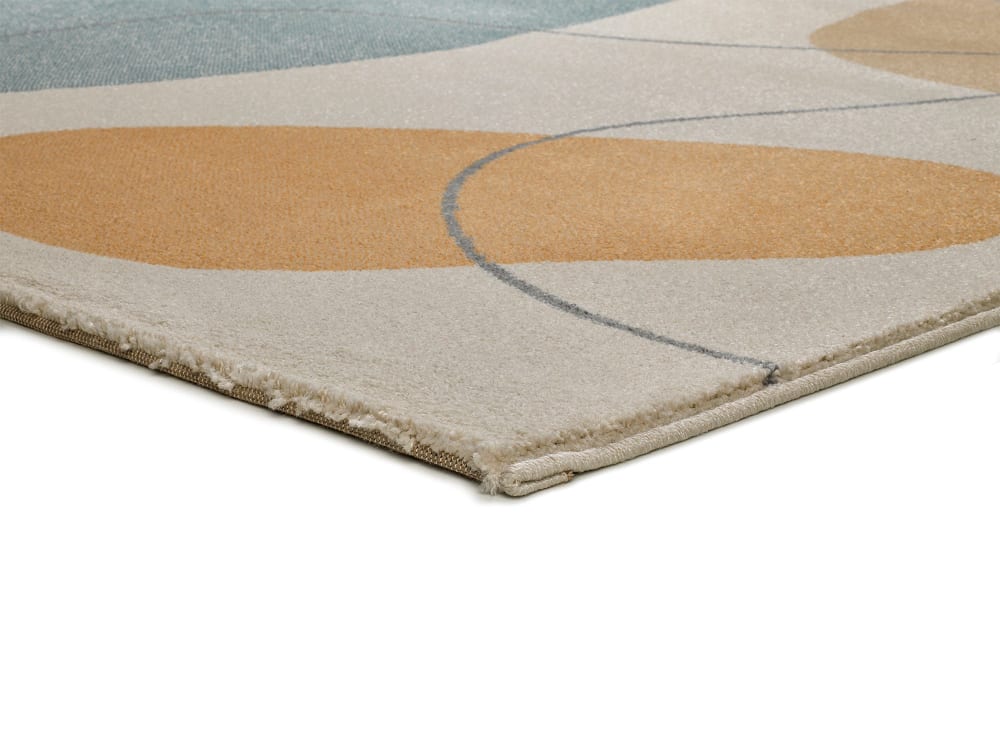 Tapis formes organiques beige/bleu/moutarde 160x230 cm — vue 4