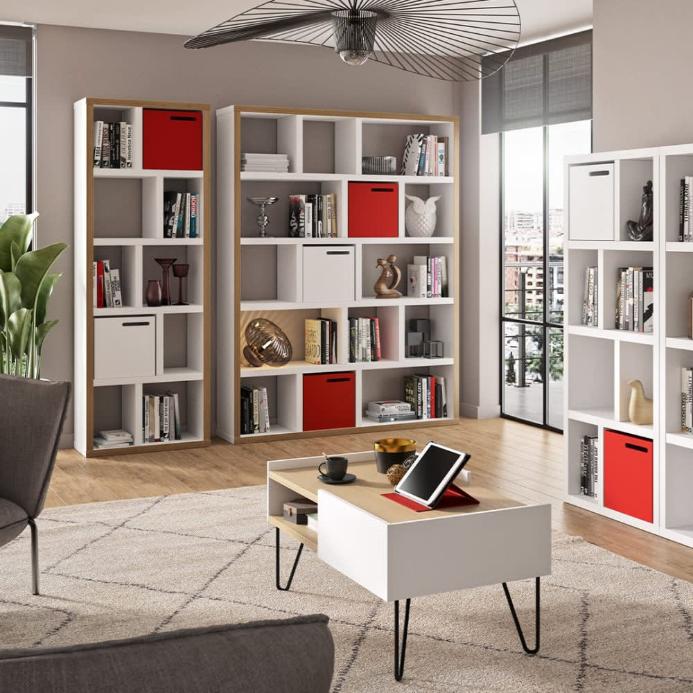 Bibliothèque blanc laqué et multiplis H159 - Maisons du Monde