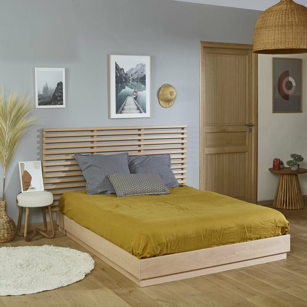 Cama con somier y colchón madera maciza natural 120x190 cm - Maisons du Monde