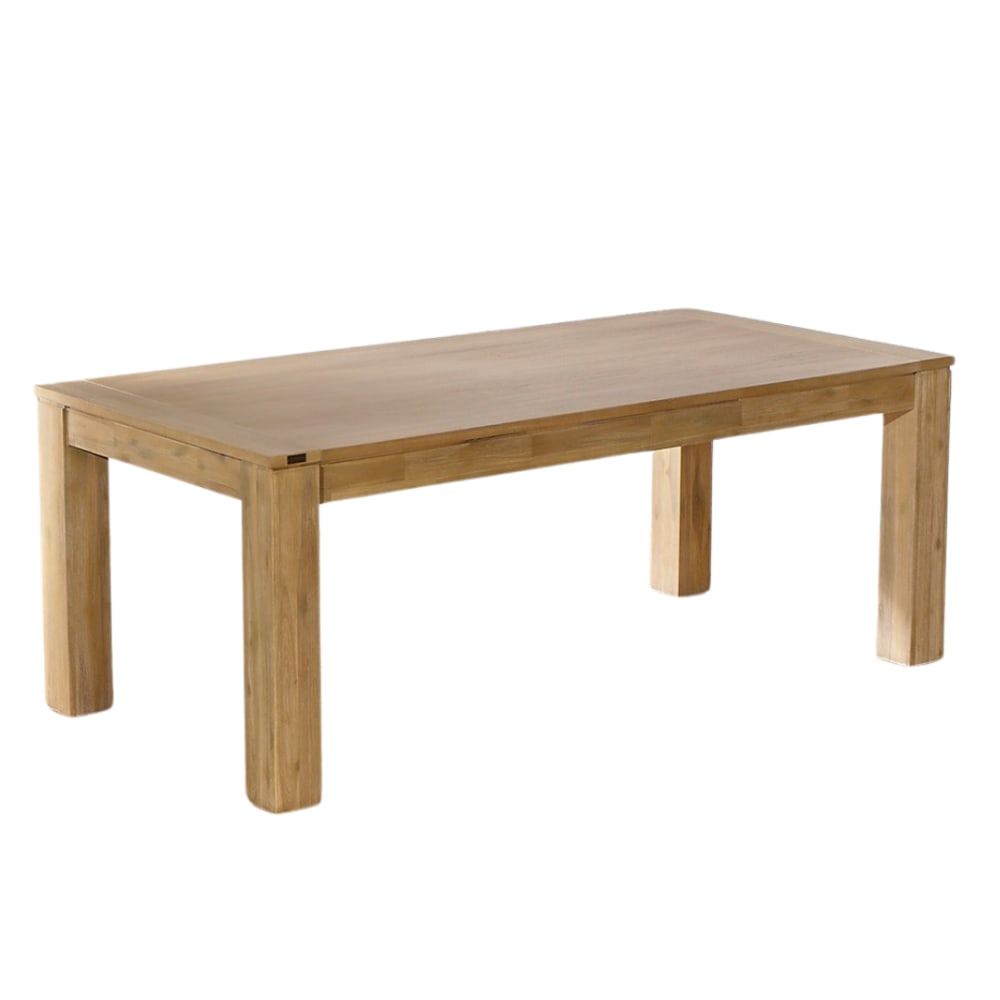 Table de repas rectangulaire en acacia, 8/10 couverts teinte claire