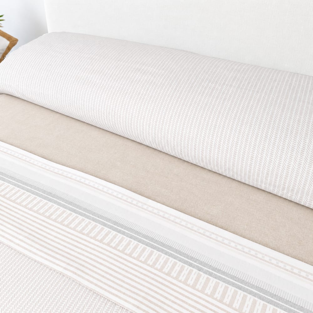 Juego de sábanas 100% algodón blanco 3 piezas rayas – cama 90 cm - Maisons du Monde