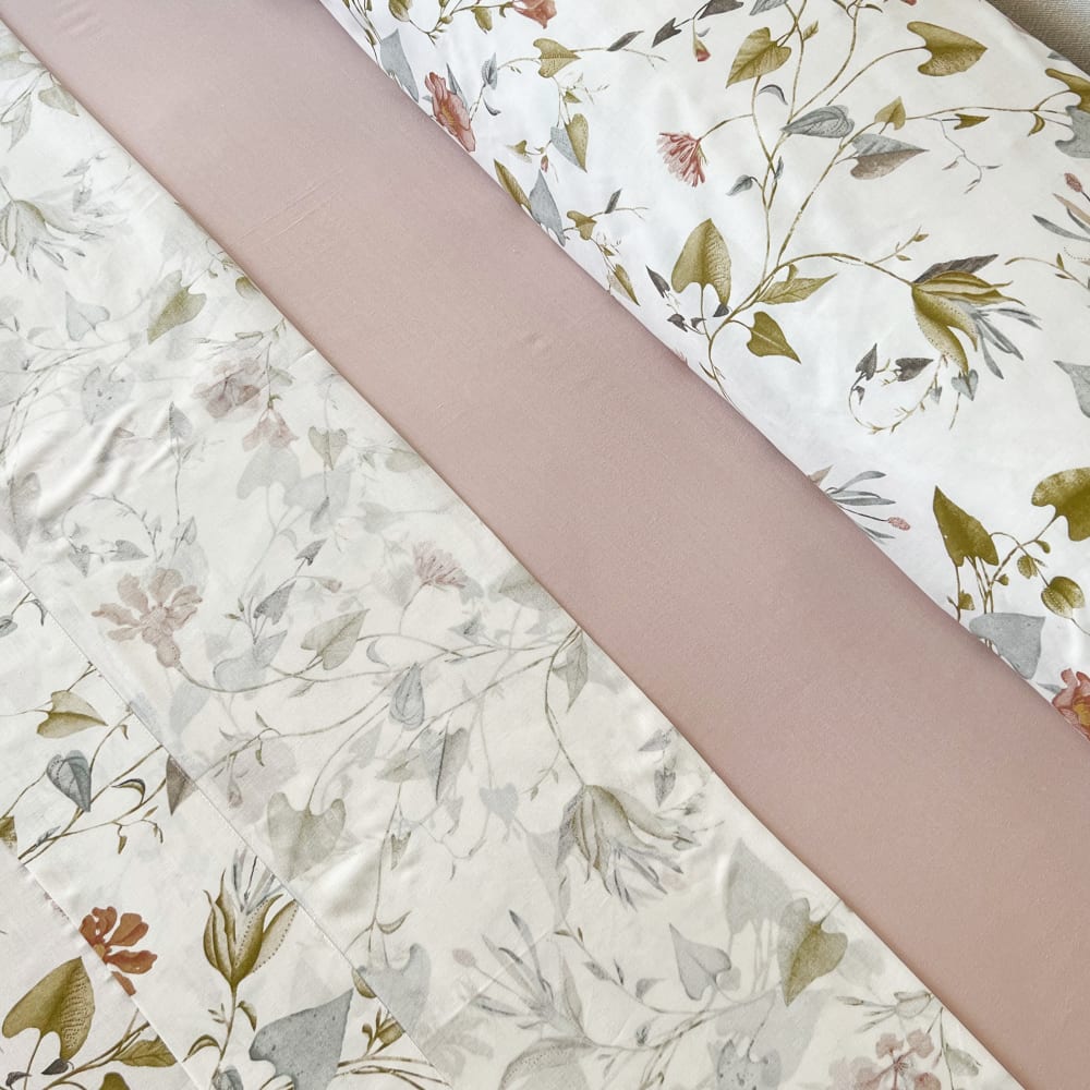 Juego de sábanas 100% algodón 3 piezas flores ginko - cama 90 cm - Maisons du Monde