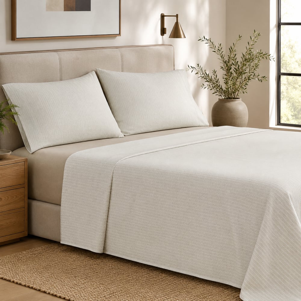 Juego de sábanas 100% algodón blanco 4 piezas rayas – cama 150 cm