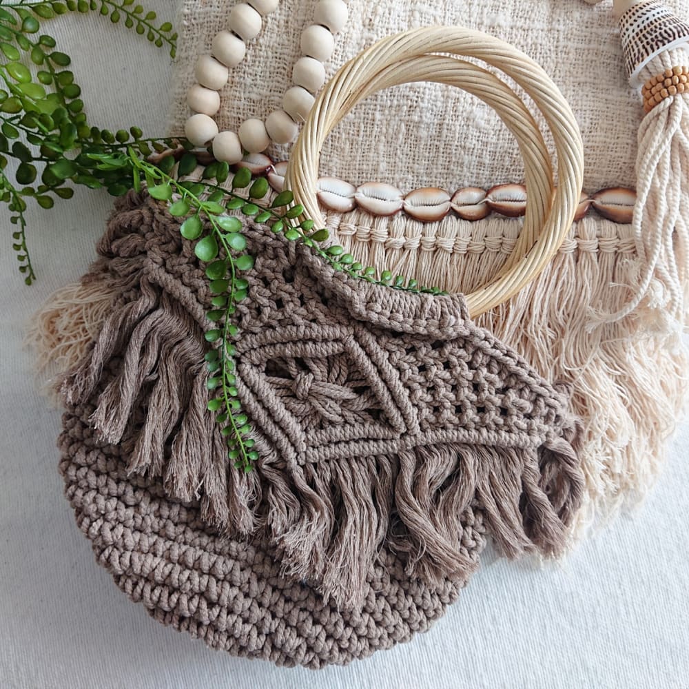 Sac cabas en crochet, marron