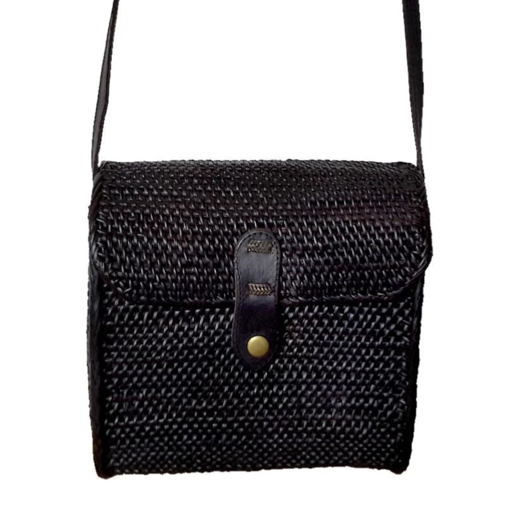 Sac bandoulière en rotin noir - Maisons du Monde