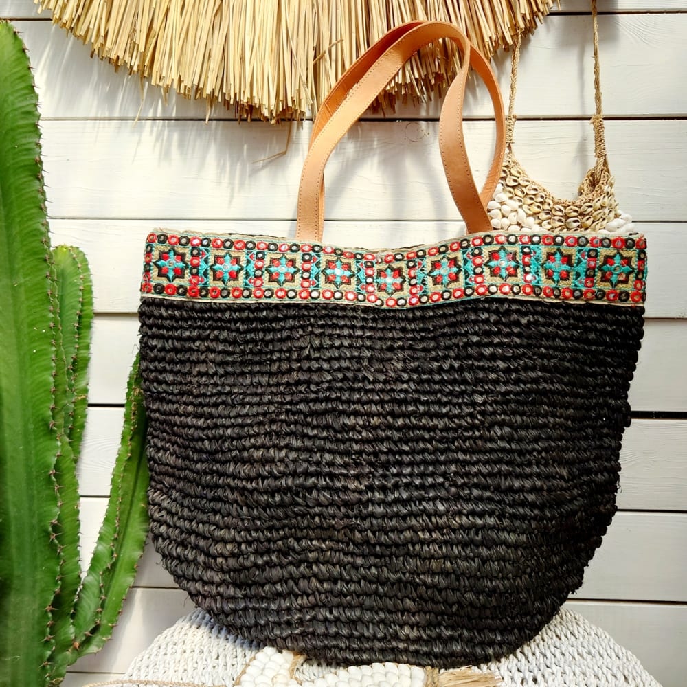 Borsa in rafia, nero - My Bliss Home