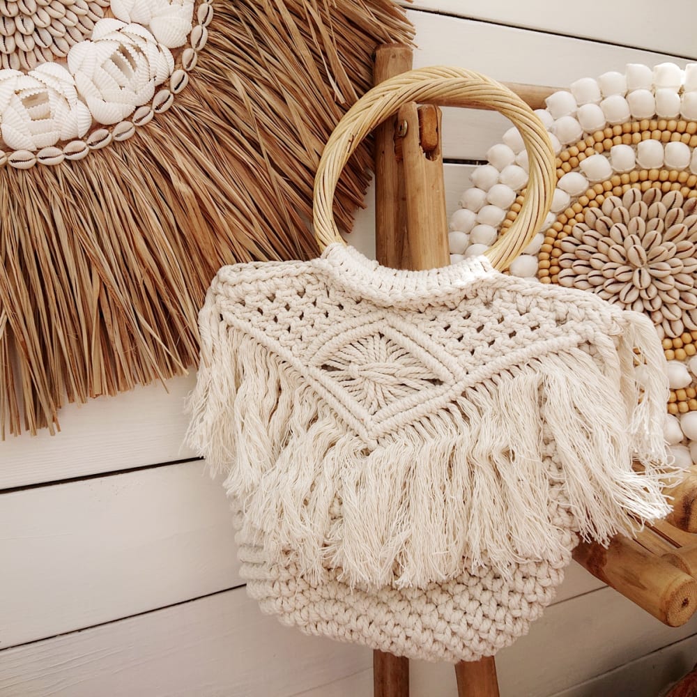Sac cabas en crochet, blanc