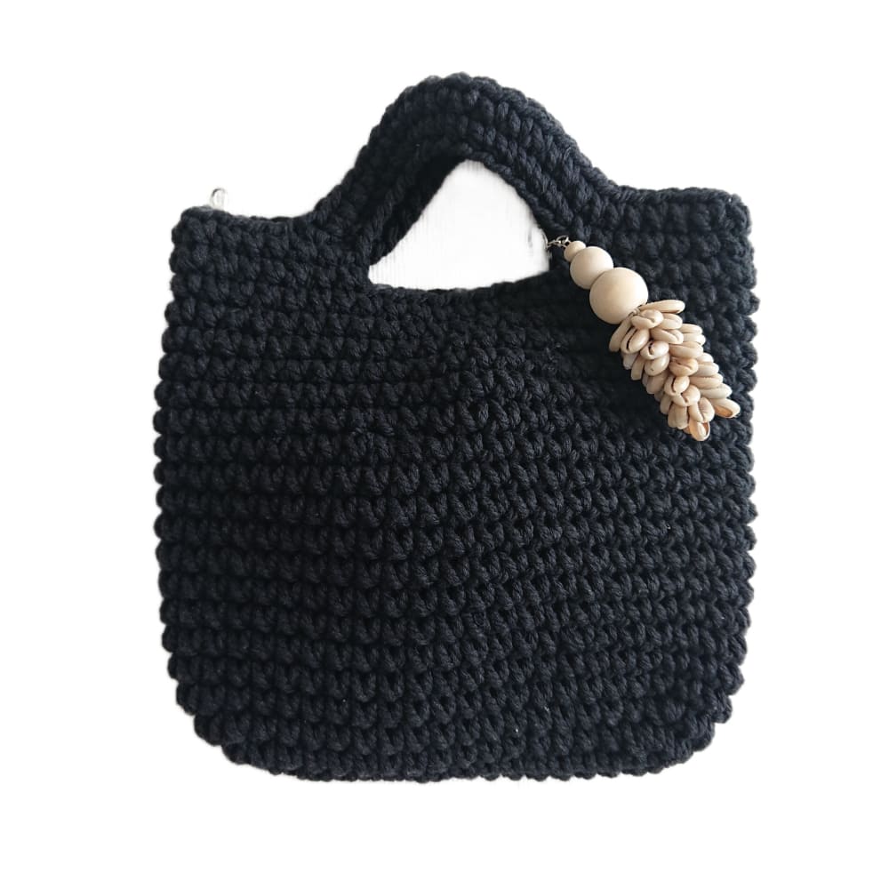 My Bliss Home Sac en crochet, noir style bord de mer - Coton