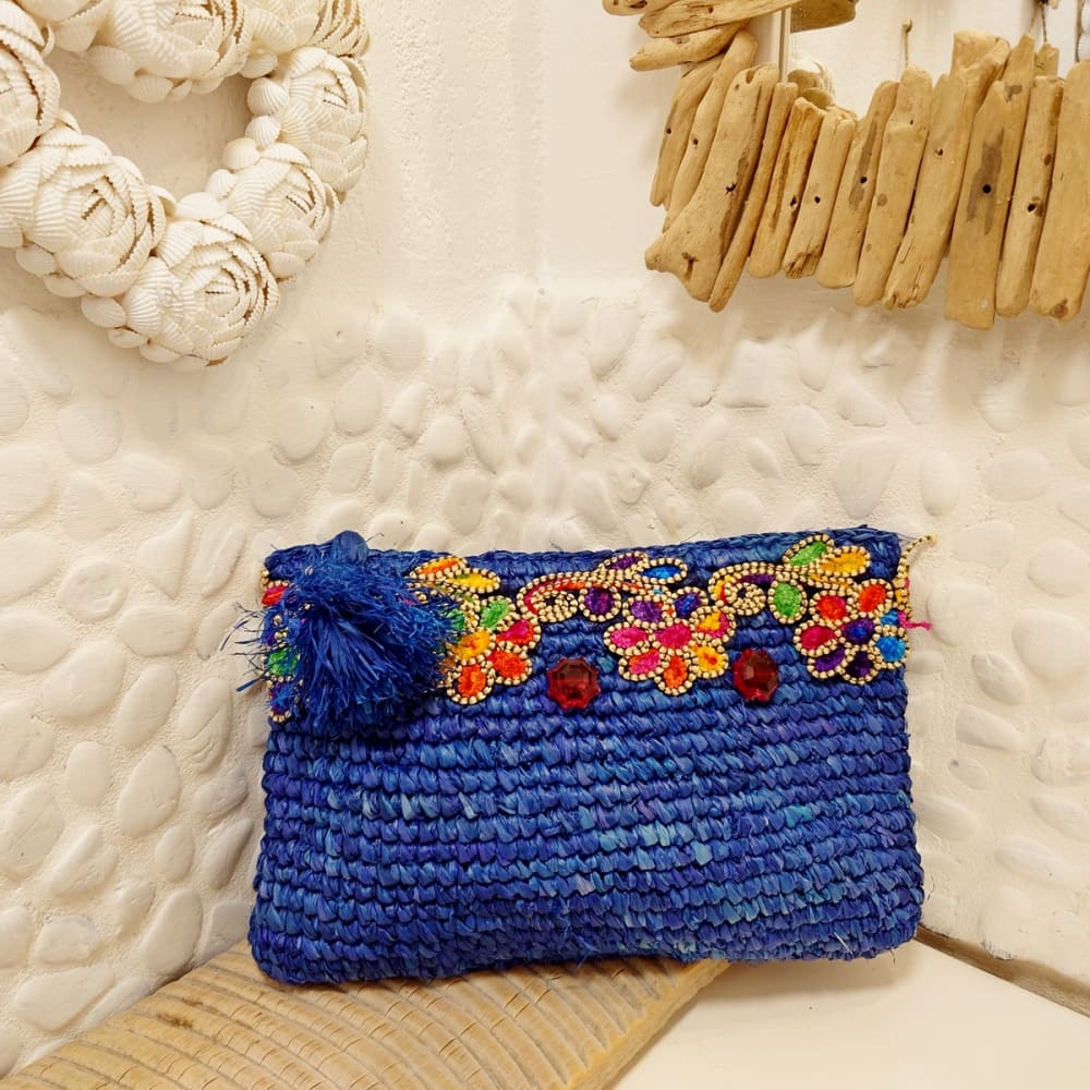 Pochette in rafia, blu - My Bliss Home