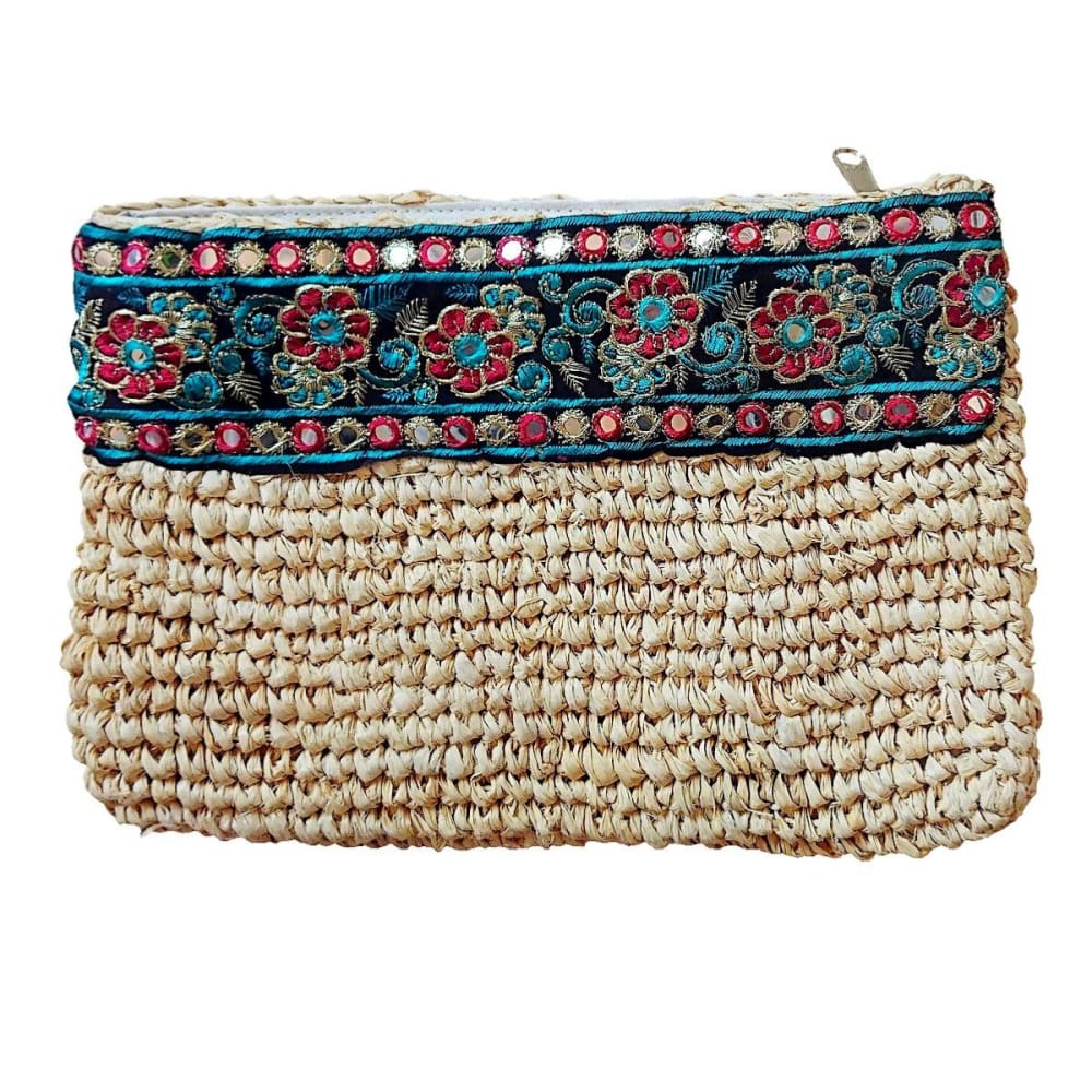 Embrague de rafia, beige