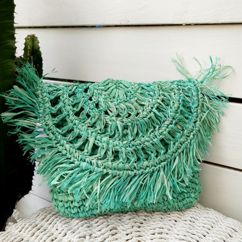 Pochette chic in rafia, turchese - My Bliss Home