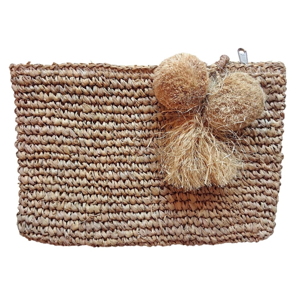 My Bliss Home Clutch aus Naturbast mit Pompons, beige style seaside - Naturfasern