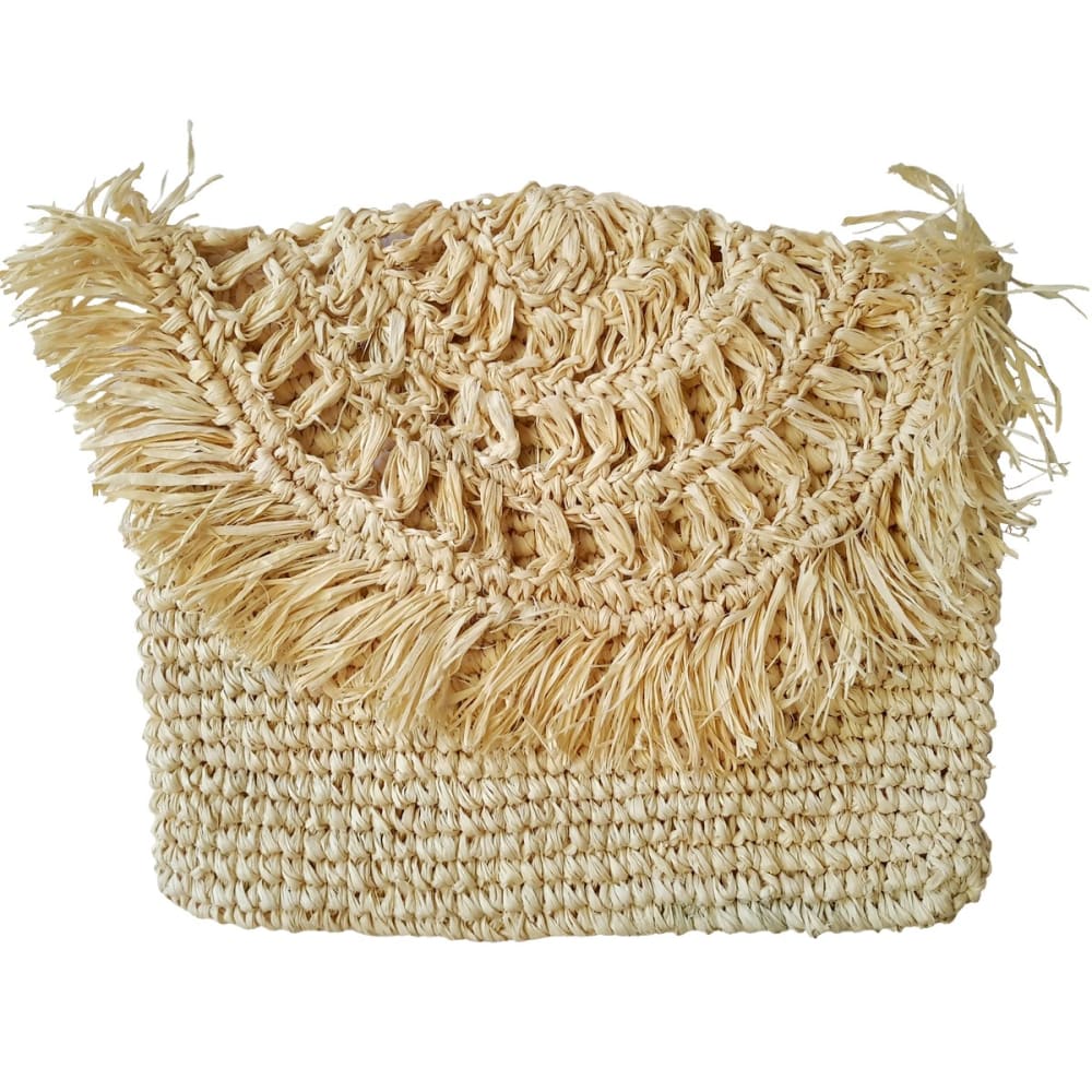 Embrague de rafia bohemio chic, beige
