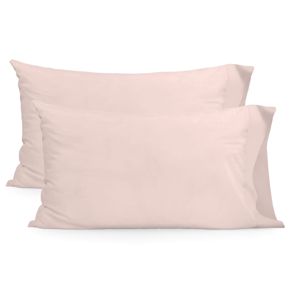 Funda de almohada 100% algodón rosa palo 50x75 cm (x2) (cama 150/160)