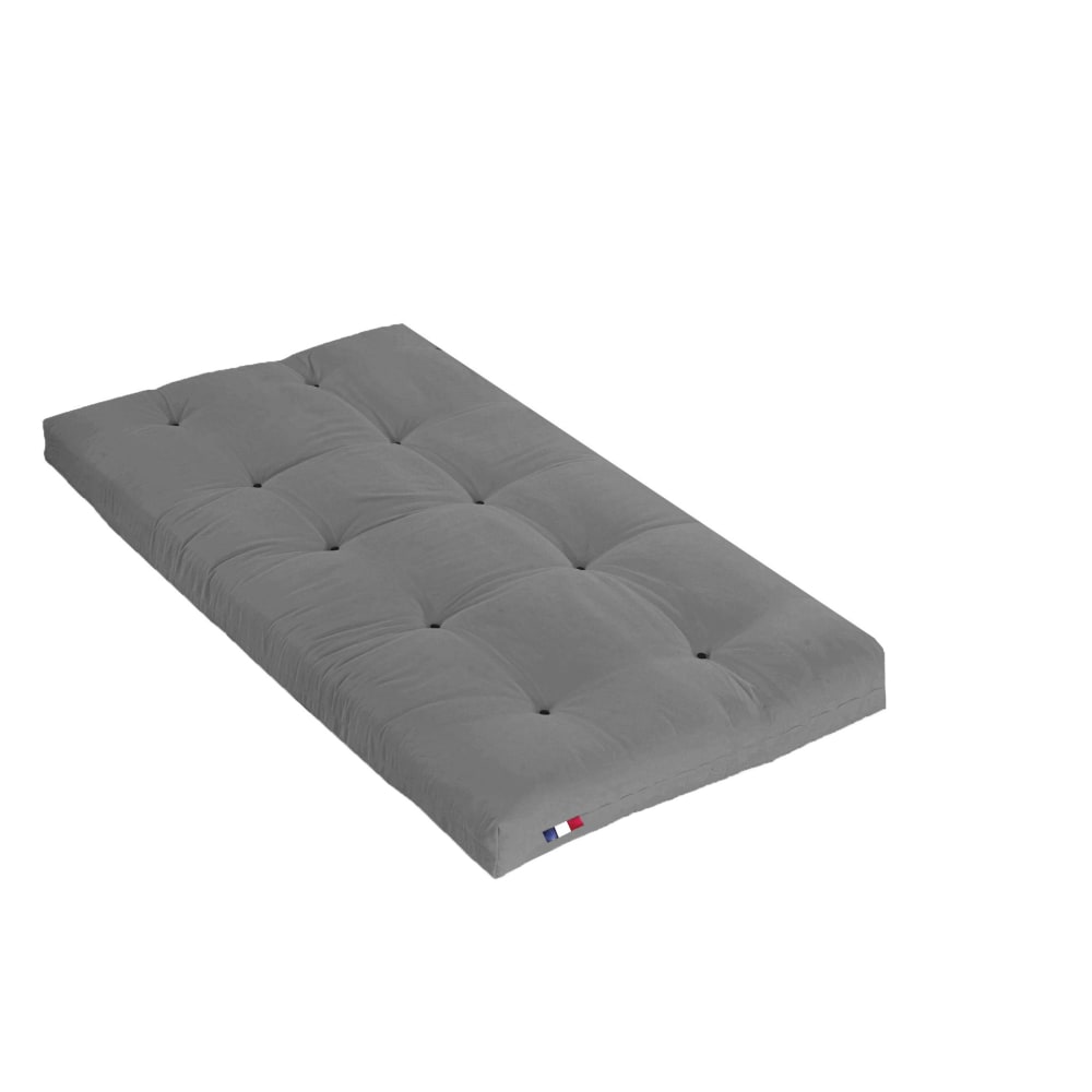 Matelas futon coton et fibres gris clair 90x190