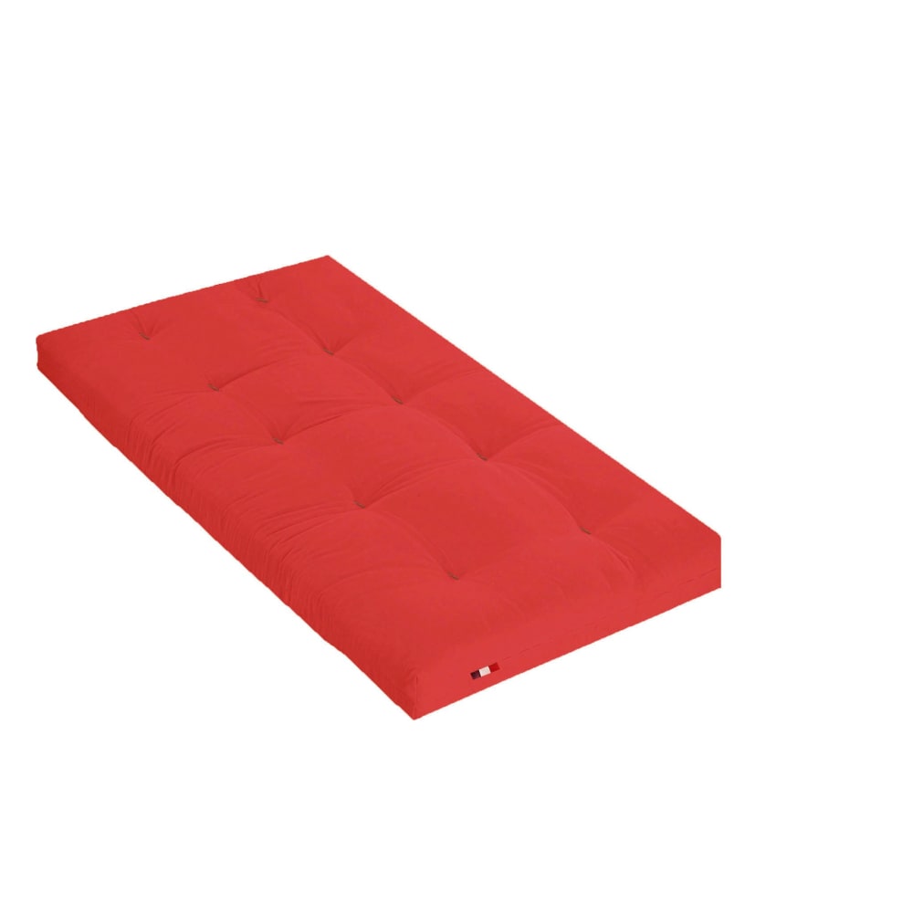 Matelas futon coton et fibres rouge 90x190