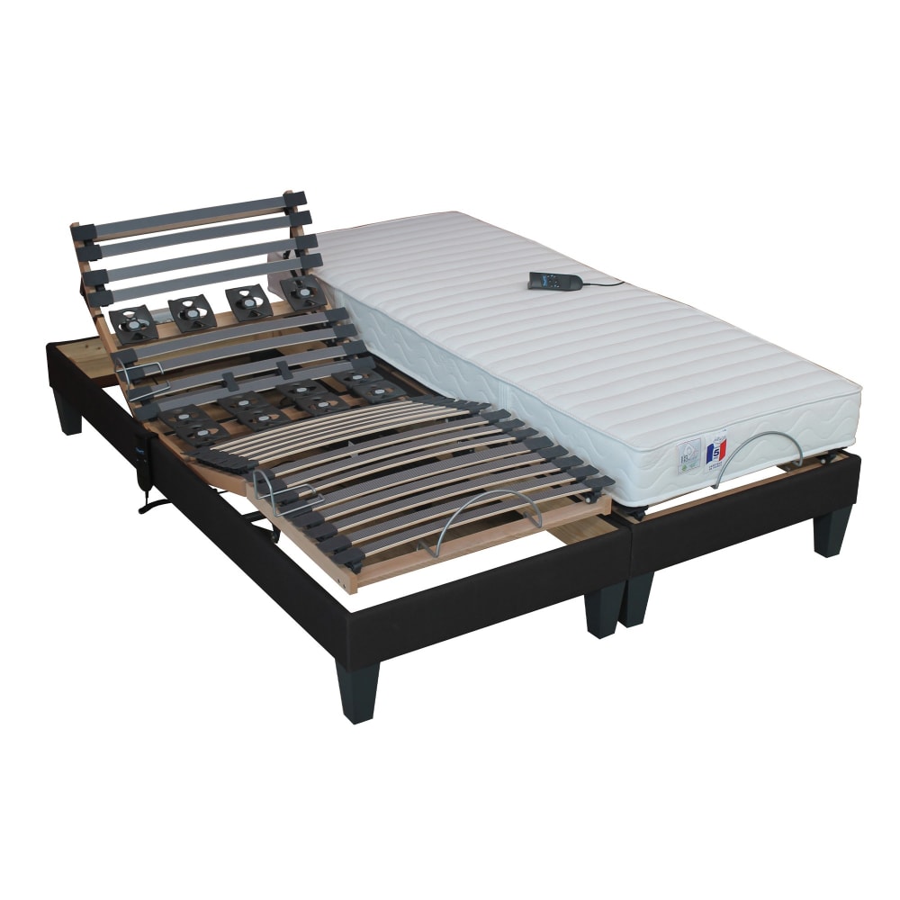 Lot 2 lits electriques anthracite 2x90x200 - Maisons du Monde