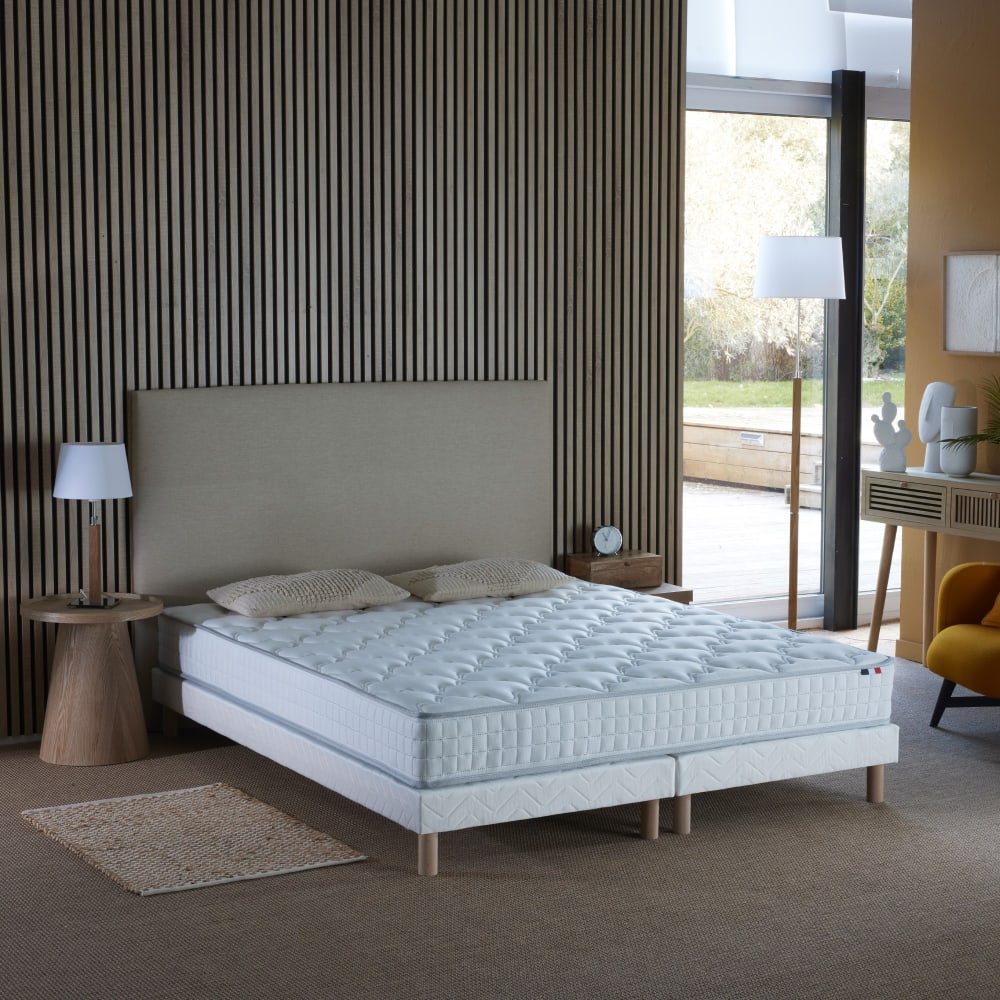 Ensemble matelas ressorts 5 zones sommier blanc 160x200 - Maisons du Monde