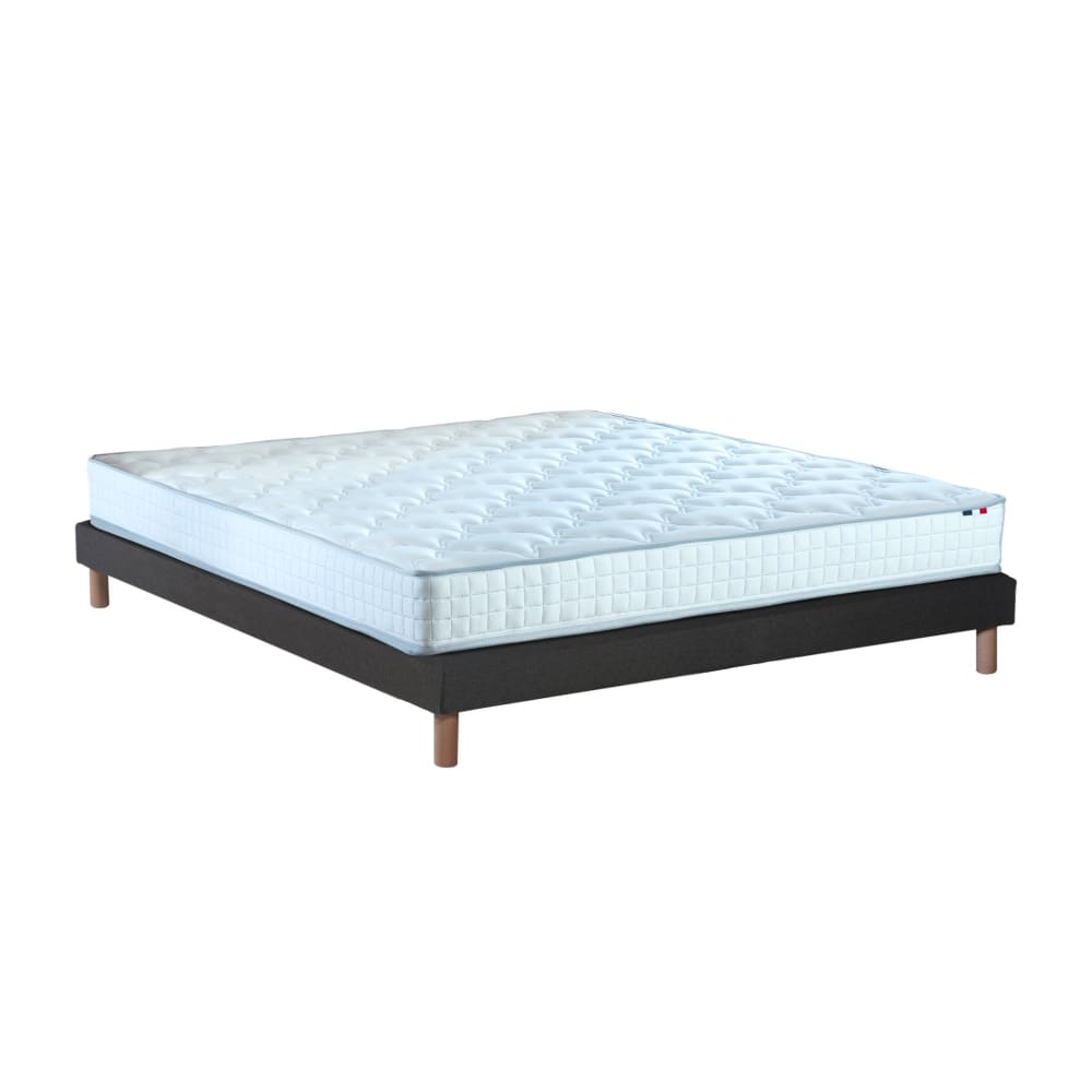 Ensemble matelas ressorts fermes sommier noir 140x190
