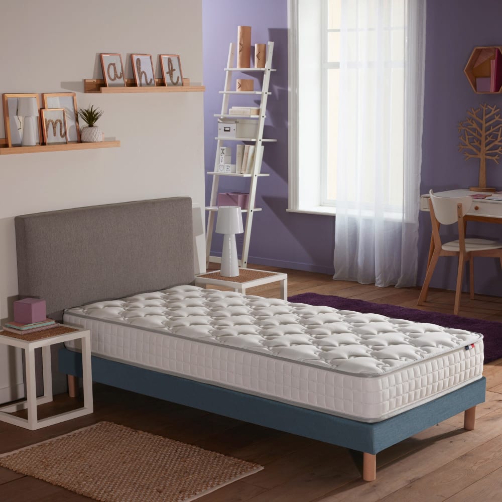 Ensemble matelas ressorts 5 zones sommier bleu 90x190 - Maisons du Monde