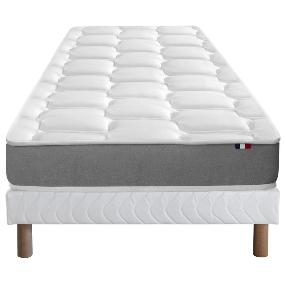 Ensemble matelas mousse sommier blanc 90x190