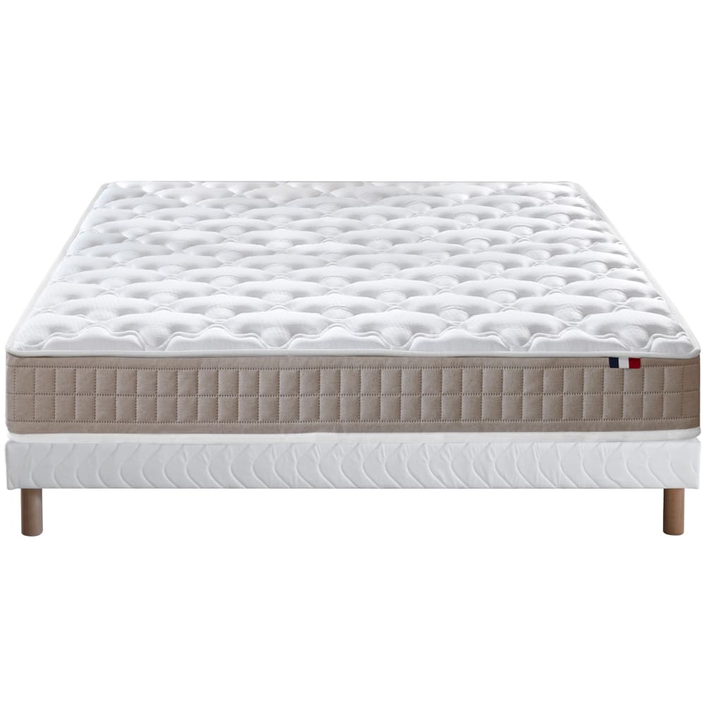 Ensemble matelas 100% latex 3 zones sommier blanc 140x190