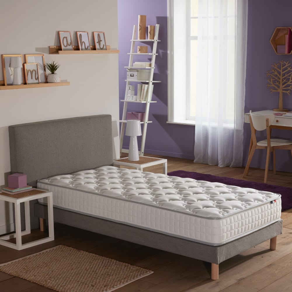 Ensemble matelas ressorts 5 zones sommier gris 90x190 - Maisons du Monde
