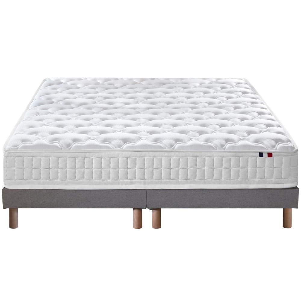 Ensemble matelas ressorts 5 zones sommier gris 160x200