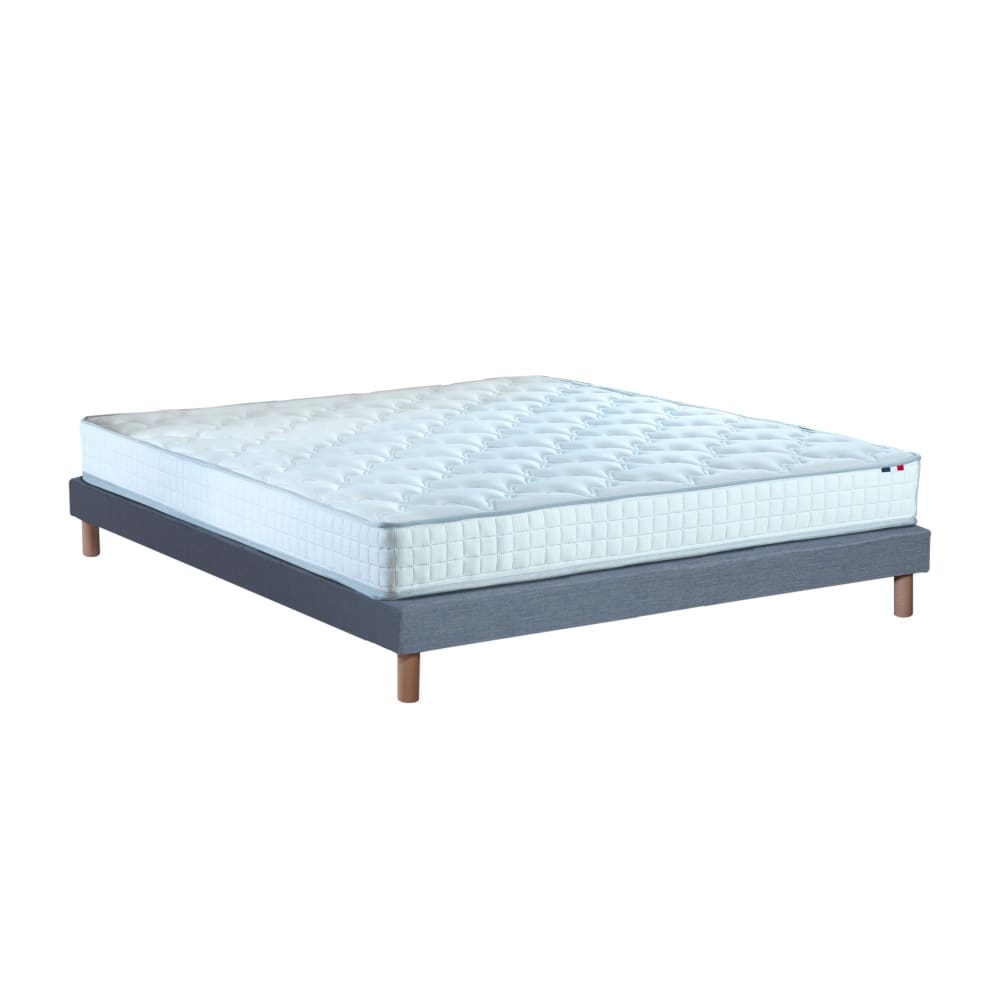 Ensemble matelas ressorts fermes sommier bleu 140x190