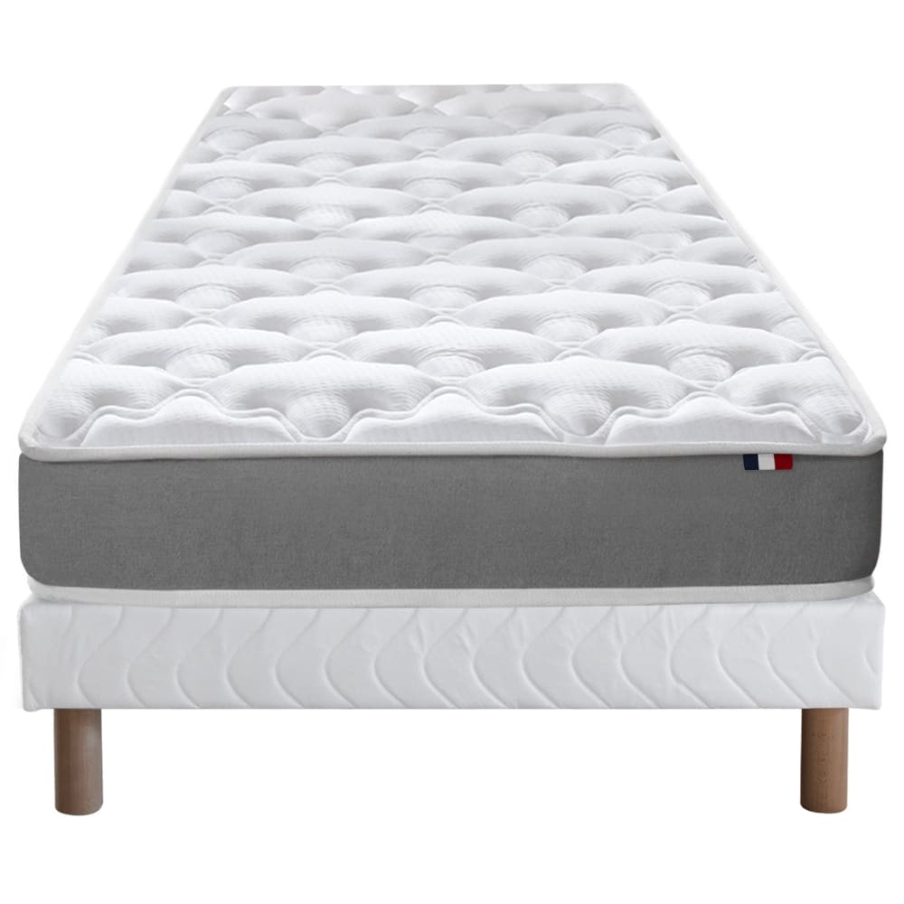 Ensemble matelas mousse sommier blanc 90x190