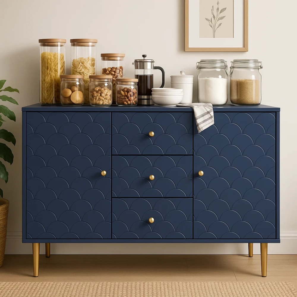 Meuble de Rangement pour Aliments avec Motif Scallop et Pieds Dorés - Maisons du Monde
