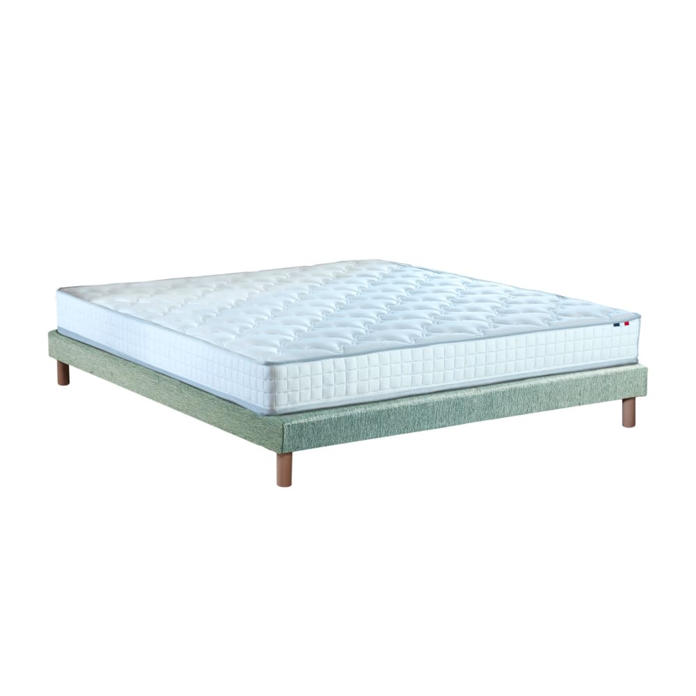 Ensemble matelas ressorts fermes sommier vert 140x190