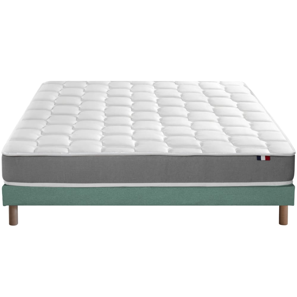 Ensemble matelas mémoire forme sommier vert 140x190