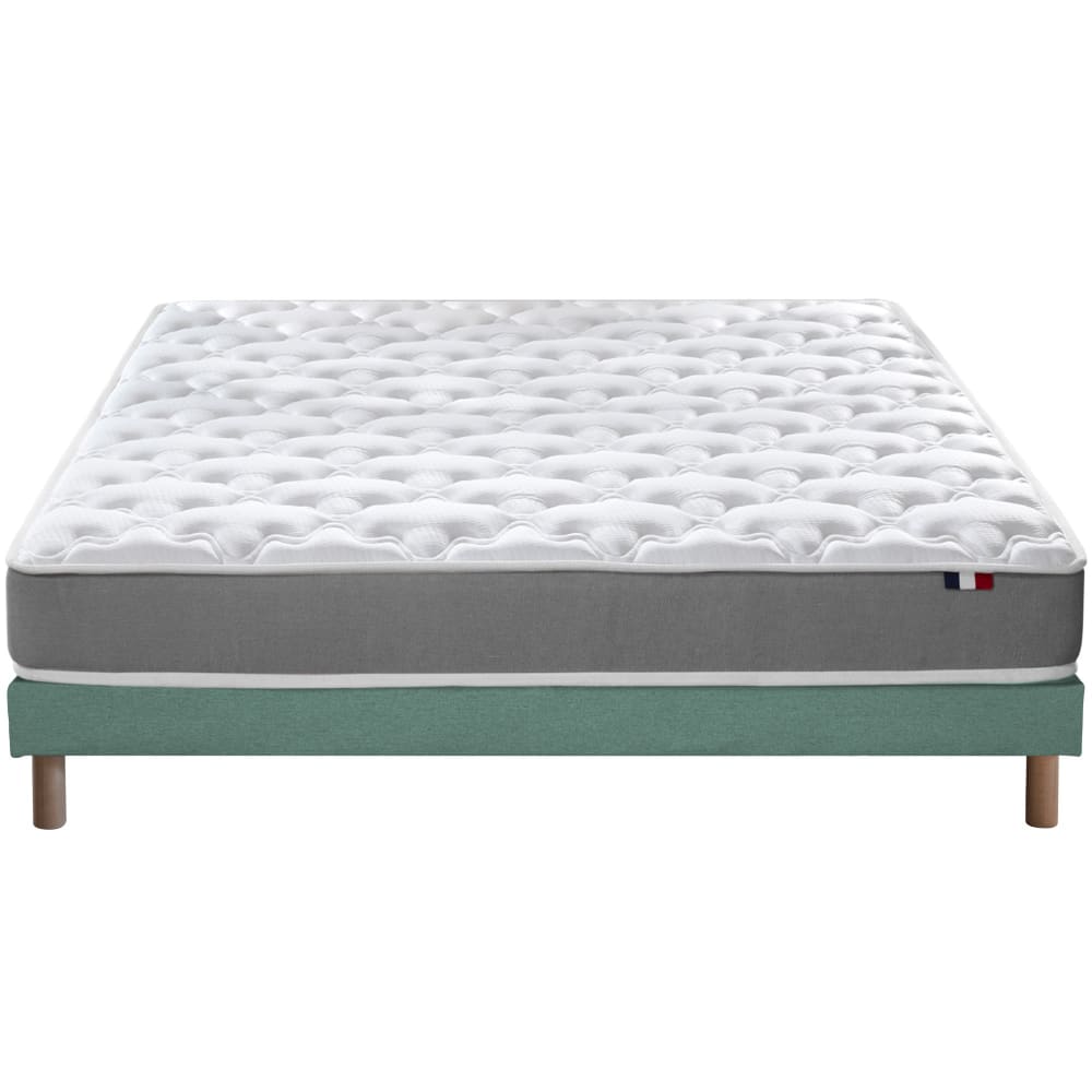 Ensemble matelas mousse ferme sommier vert 140x190