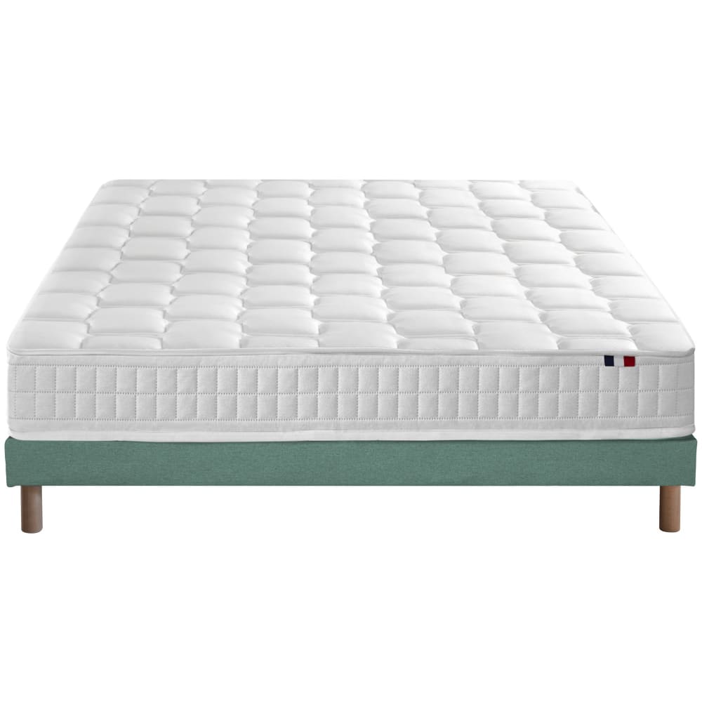 Ensemble matelas ressorts mémoire forme sommier vert 140x190