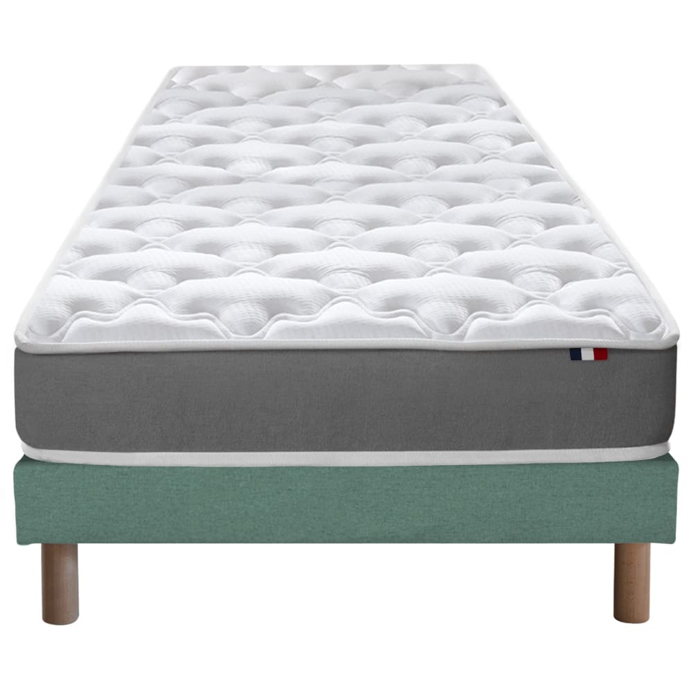 Ensemble matelas mousse sommier vert 90x190