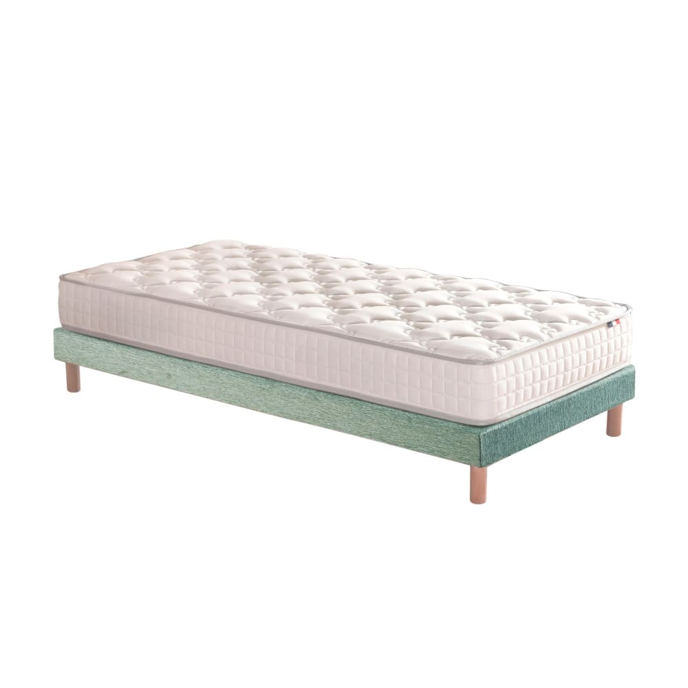 Ensemble matelas ressorts fermes sommier vert 90x190
