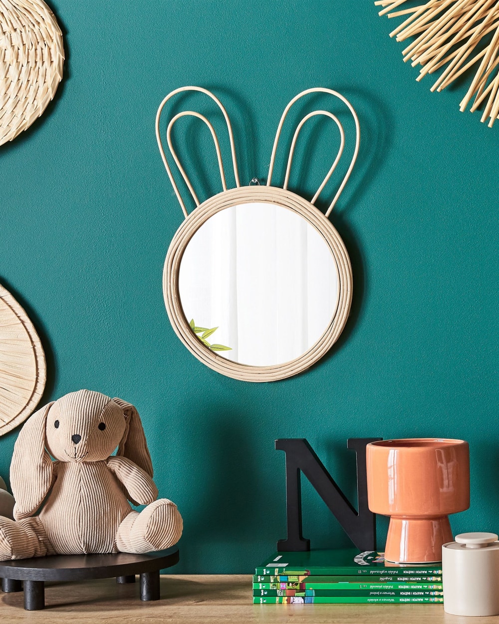 Miroir en rotin marron 45x26