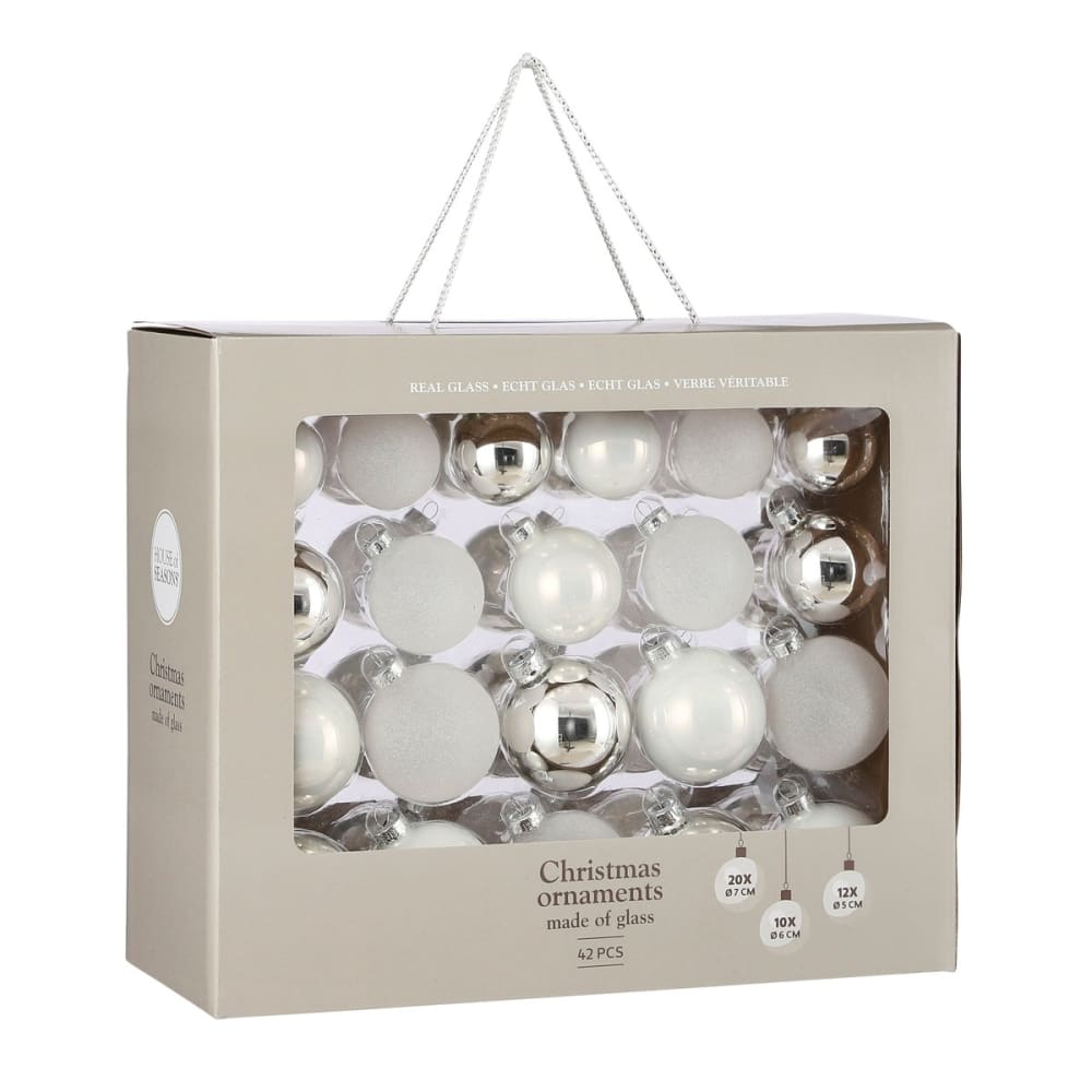 House of Seasons Weihnachtskugel Glass baubles Weiß Glas H7xB7xL7cm style modern Weiß Glas