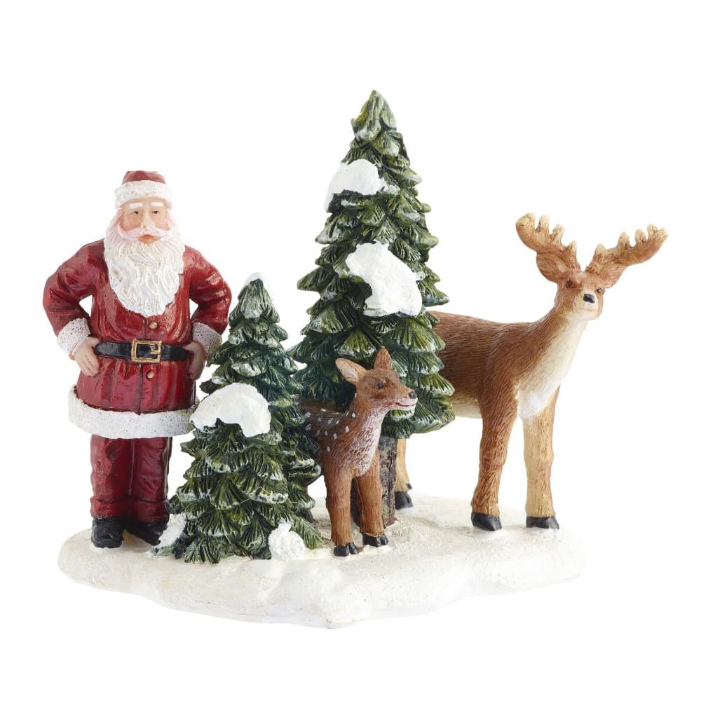 Miniatura de la aldea de navidad papá noel y sus renos alt. 8.5