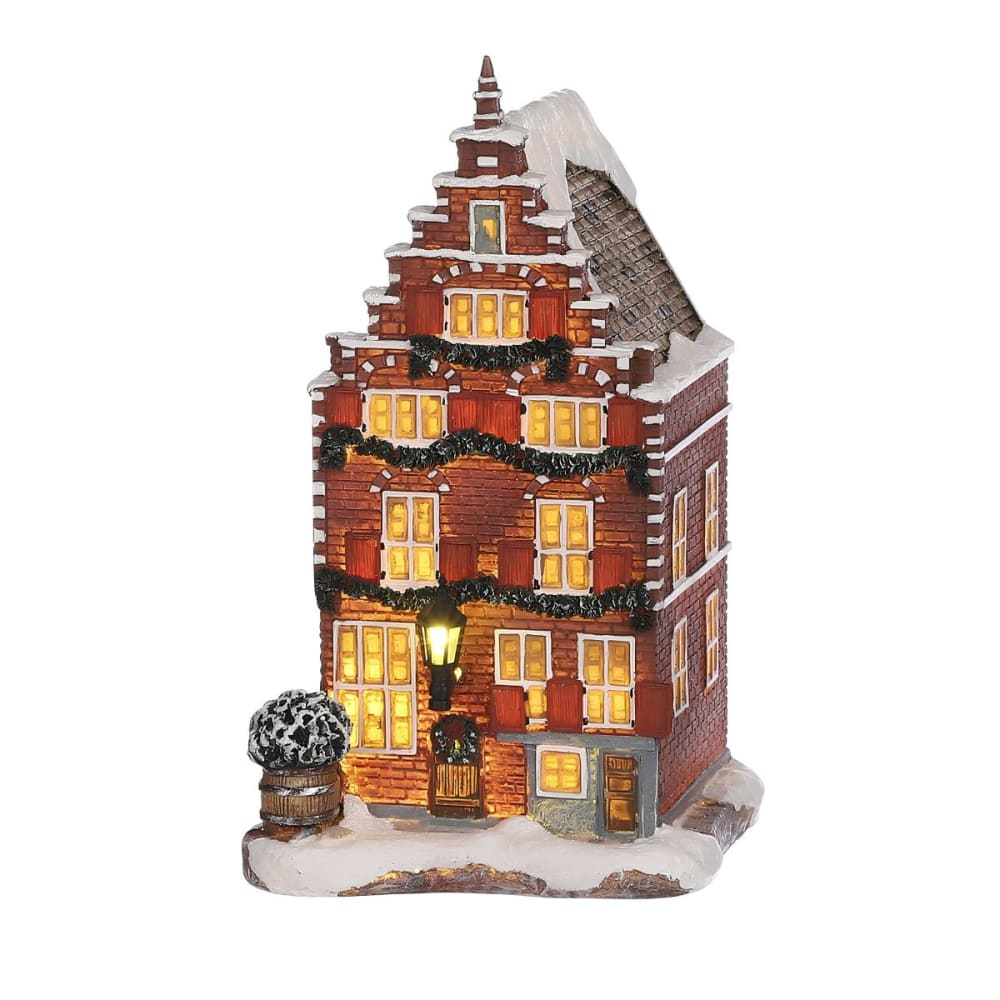 LuVille Village de noël brun plastique h18.5xl11.5xl10.5cm style classique chic Marron Pvc - Poly Chlorure De Vinyle Décoration de Noël