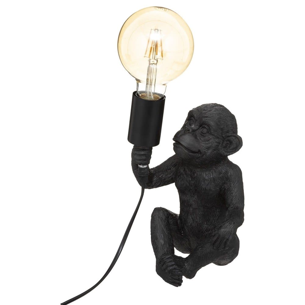 Decoratie Lampe singe noir h24.5 - Résine